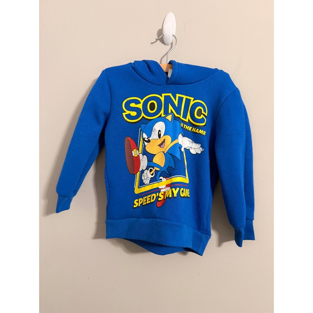 Sonic the Hedgehog Hoodie Boys Size 5 Blue Graphic Pullover Sega Video Game 1541